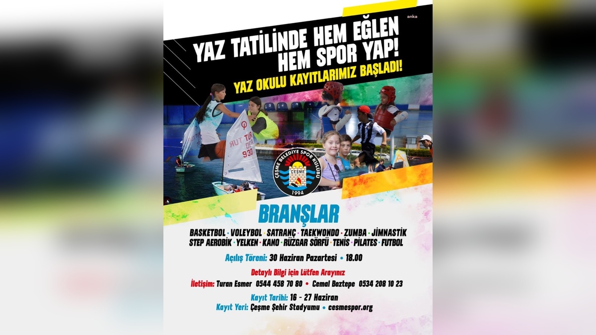 Çeşme Belediyesi Yaz Spor Okulu başvuruları başladı