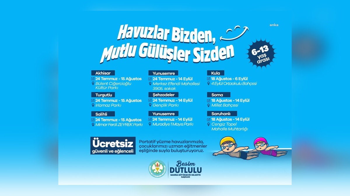 Manisa'da ücretsiz portatif havuzlar çocuklarla buluşuyor