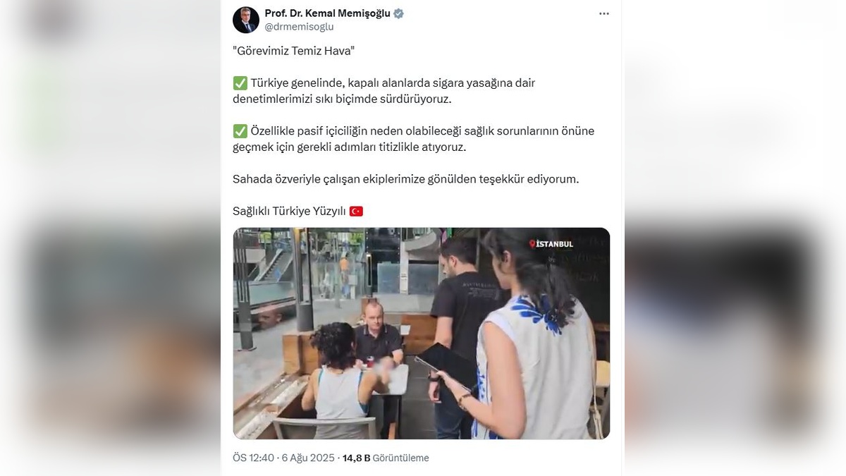 Memişoğlu: Kapalı alanlarda sigara yasağı denetimleri sürüyor
