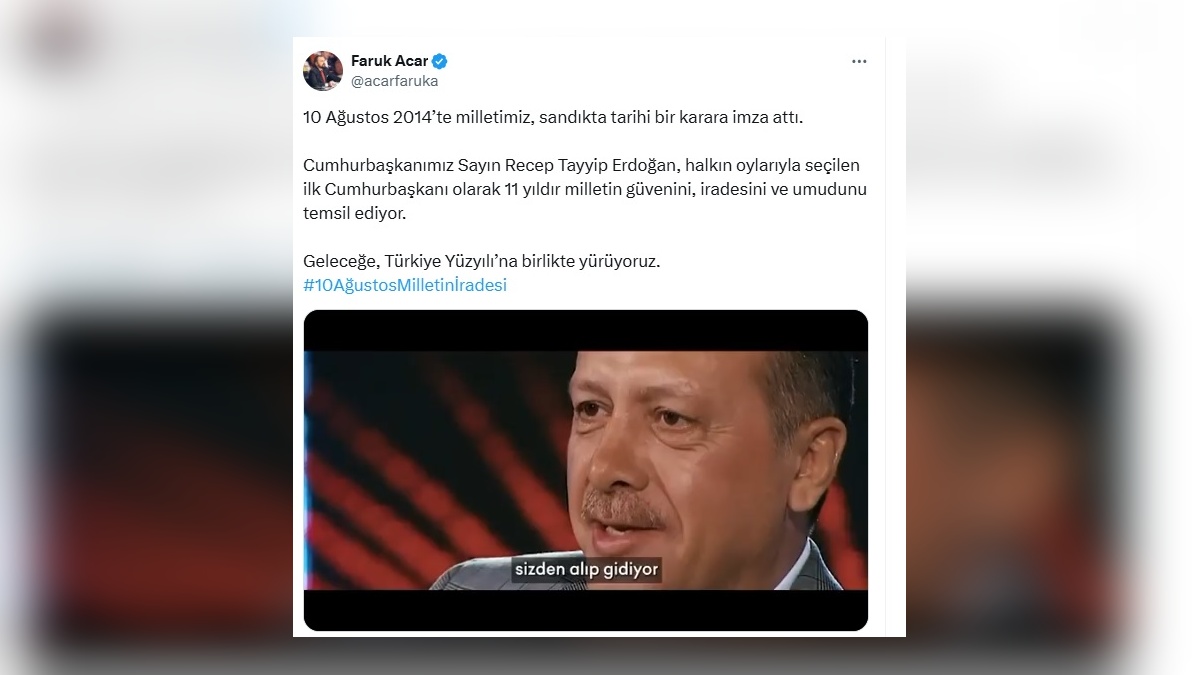 Faruk Acar: Cumhurbaşkanı Erdoğan, 11 yıldır milletin güvenini temsil ediyor